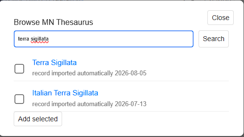 Browse MN Thesaurus, search results