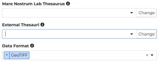 Thesauri fields on the metadata form