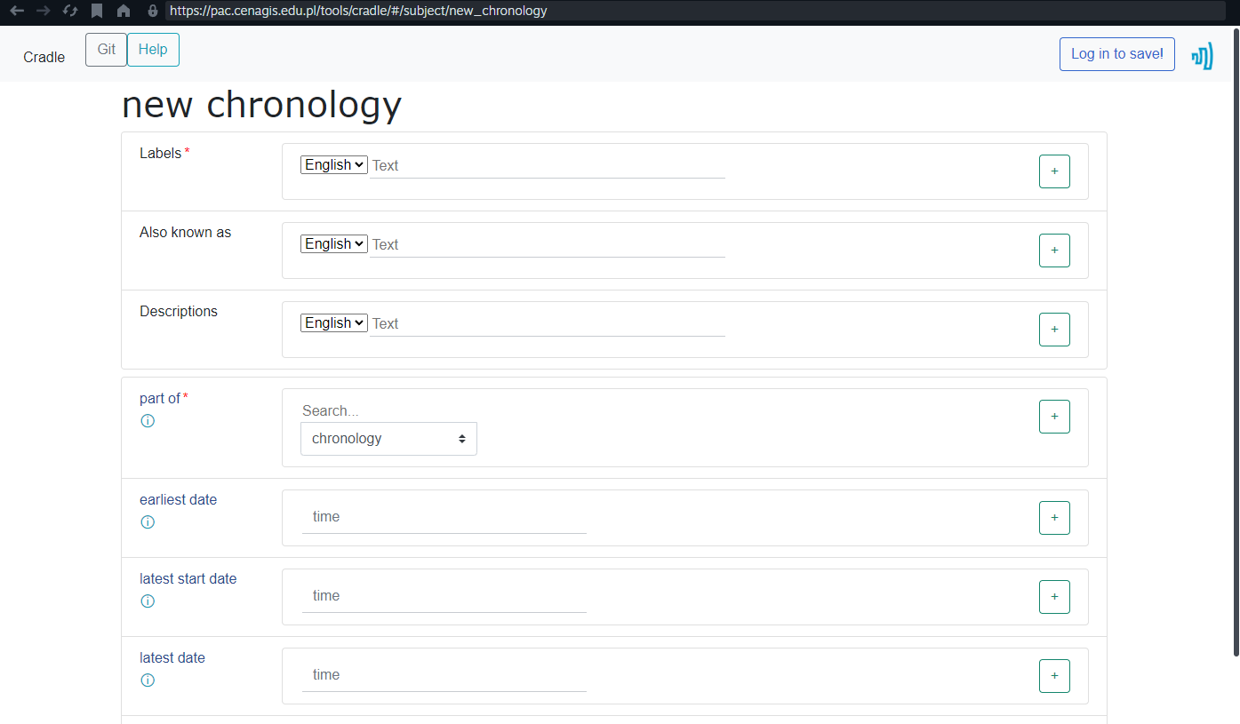 New chronology form