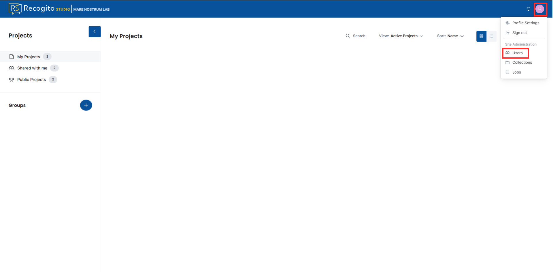 Users section