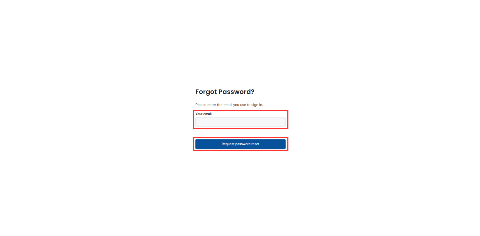 Email address for reset