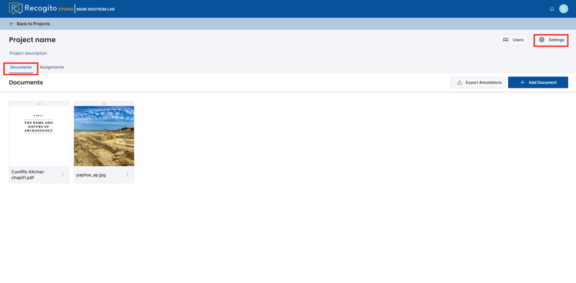 Settings button