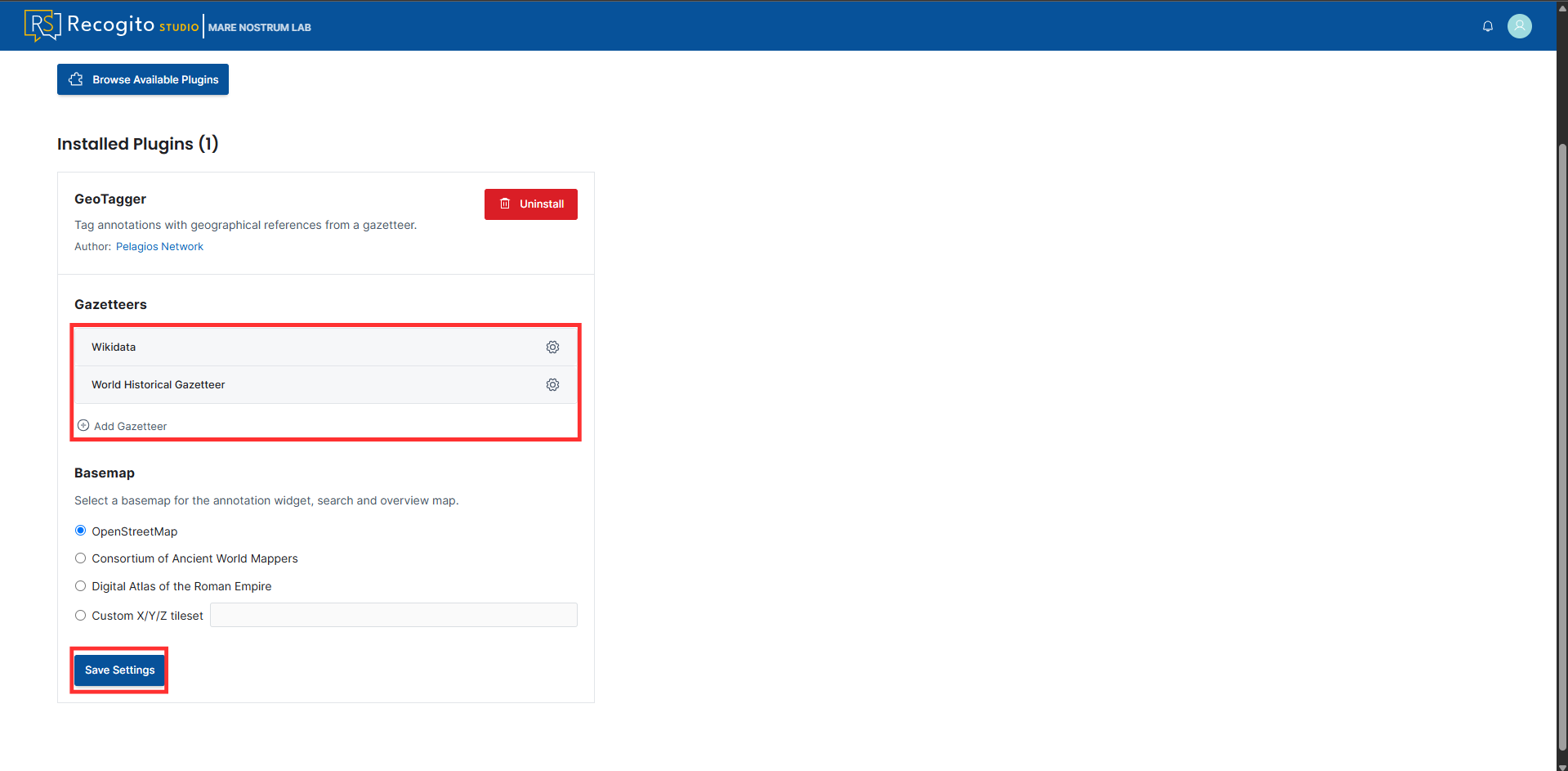 Add Gazetteers