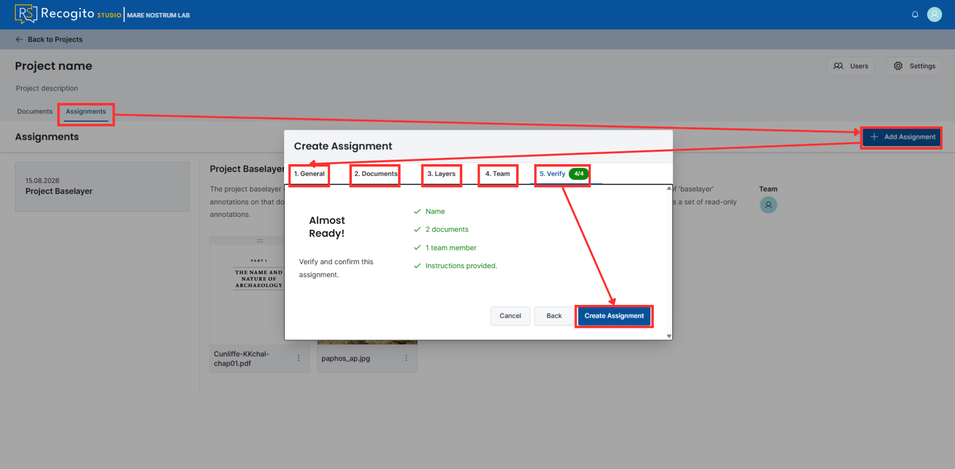 Steps of assignment creation