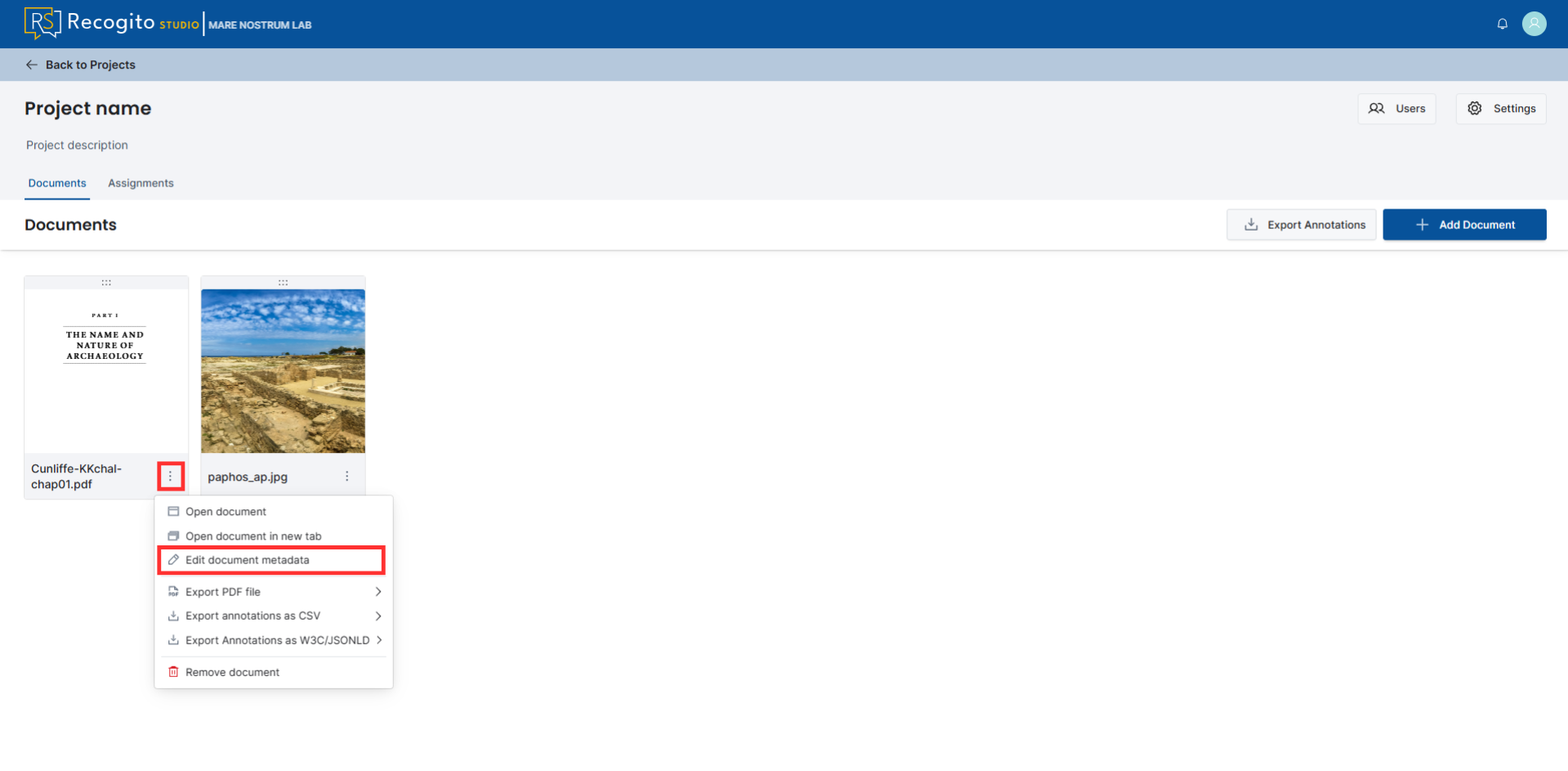 Edit document metadata