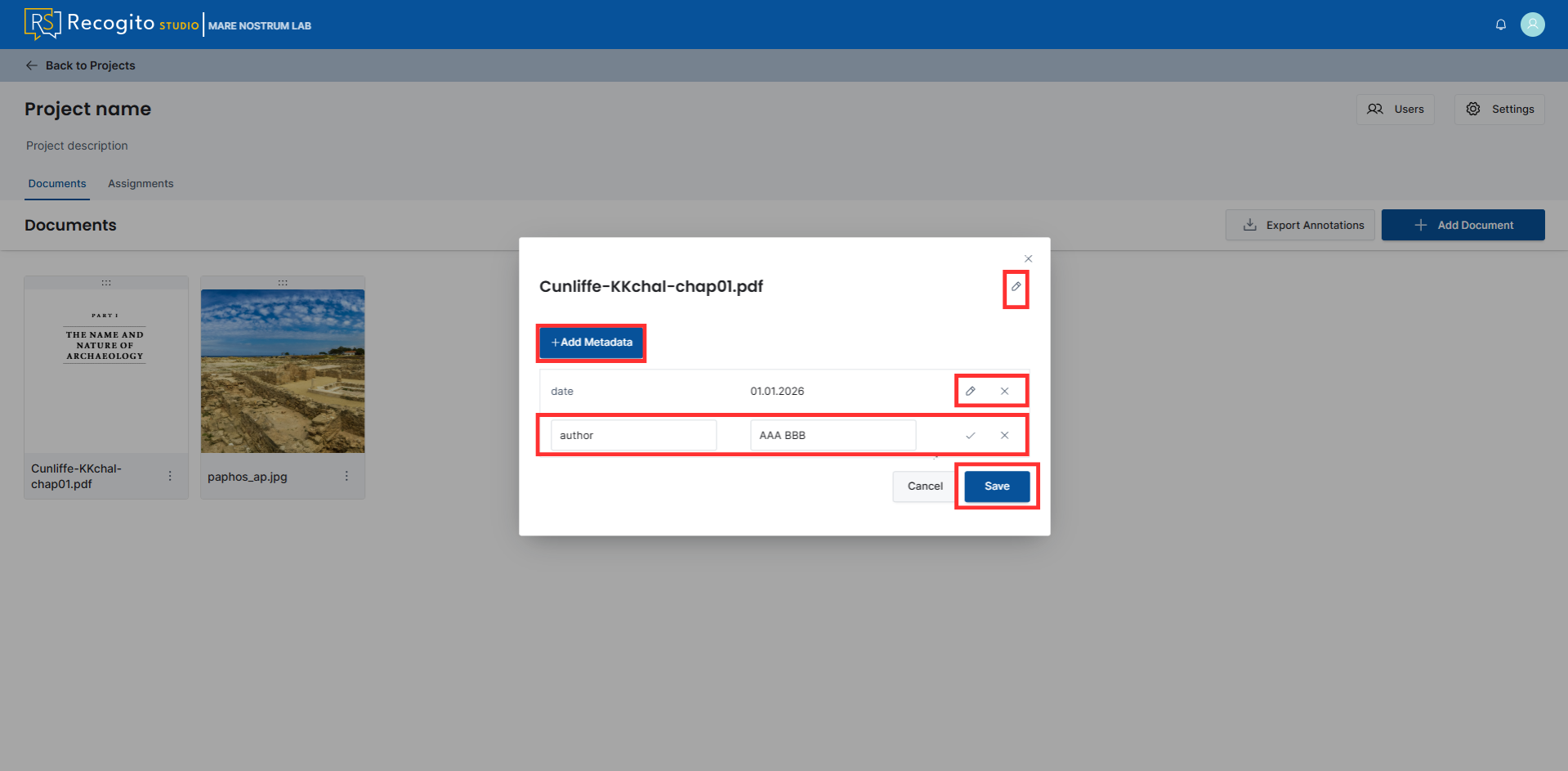 Modify metadata