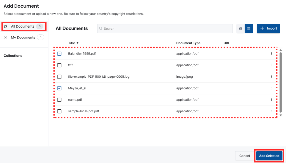 All Documents section